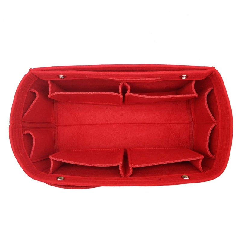 LEXSION Felt Purse Organizer Insert Multi Pocket Bag in Bag Organizer For Tote & Handbag Shaper 8008 Red XL - Image 2